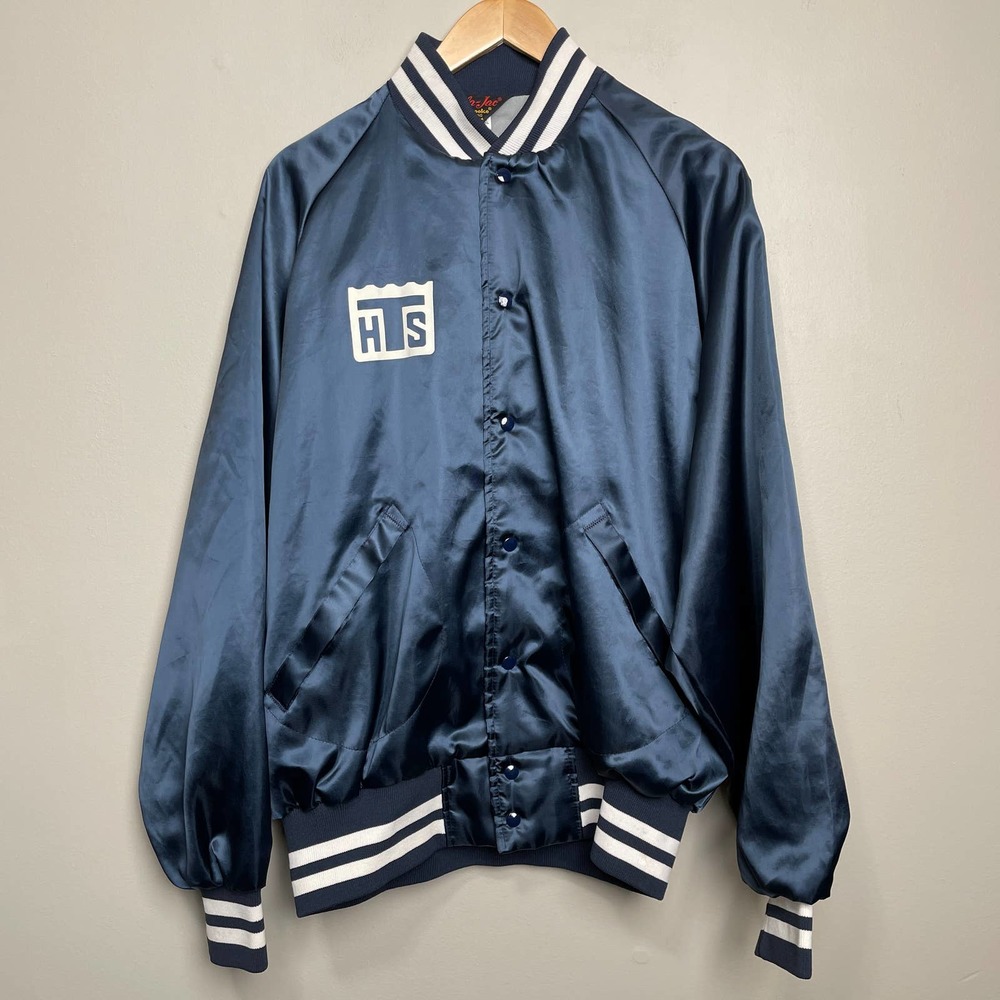 Pla-Jac Nylon Varsity Jacket Blue Mens XL